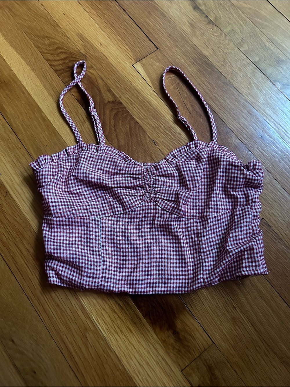Honey Punch Red Gingham Cropped Camisole